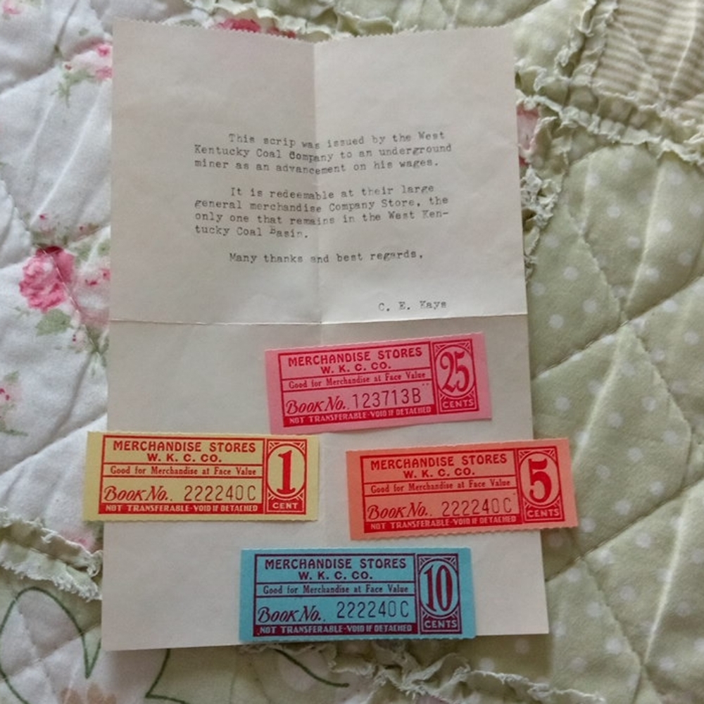 Vintage Coal Mine Scrip Western Ky.